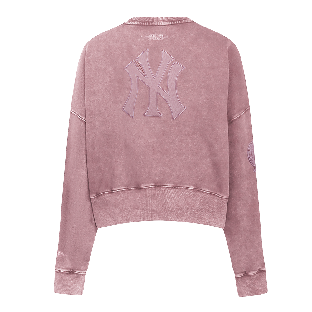 MLB NEW YORK YANKEES WASHED CLASSIC CHANDAIL À COL ROND EN MOLLETON FRANÇAIS DÉLAVÉ À L'ENZYME POUR FEMME (MAUVE DÉLAVÉ)
