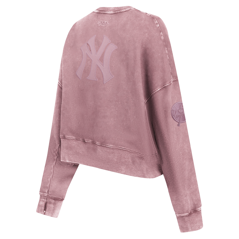 MLB NEW YORK YANKEES WASHED CLASSIC CHANDAIL À COL ROND EN MOLLETON FRANÇAIS DÉLAVÉ À L'ENZYME POUR FEMME (MAUVE DÉLAVÉ)