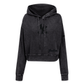MLB NEW YORK YANKEES WASHED CLASSIC WOMEN'S CROPPED PULLOVER HOODIE (WASHED BLACK)