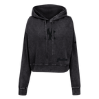MLB NEW YORK YANKEES WASHED CLASSIC WOMEN'S CROPPED PULLOVER HOODIE (WASHED BLACK)