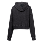MLB NEW YORK YANKEES WASHED CLASSIC WOMEN'S CROPPED PULLOVER HOODIE (WASHED BLACK)