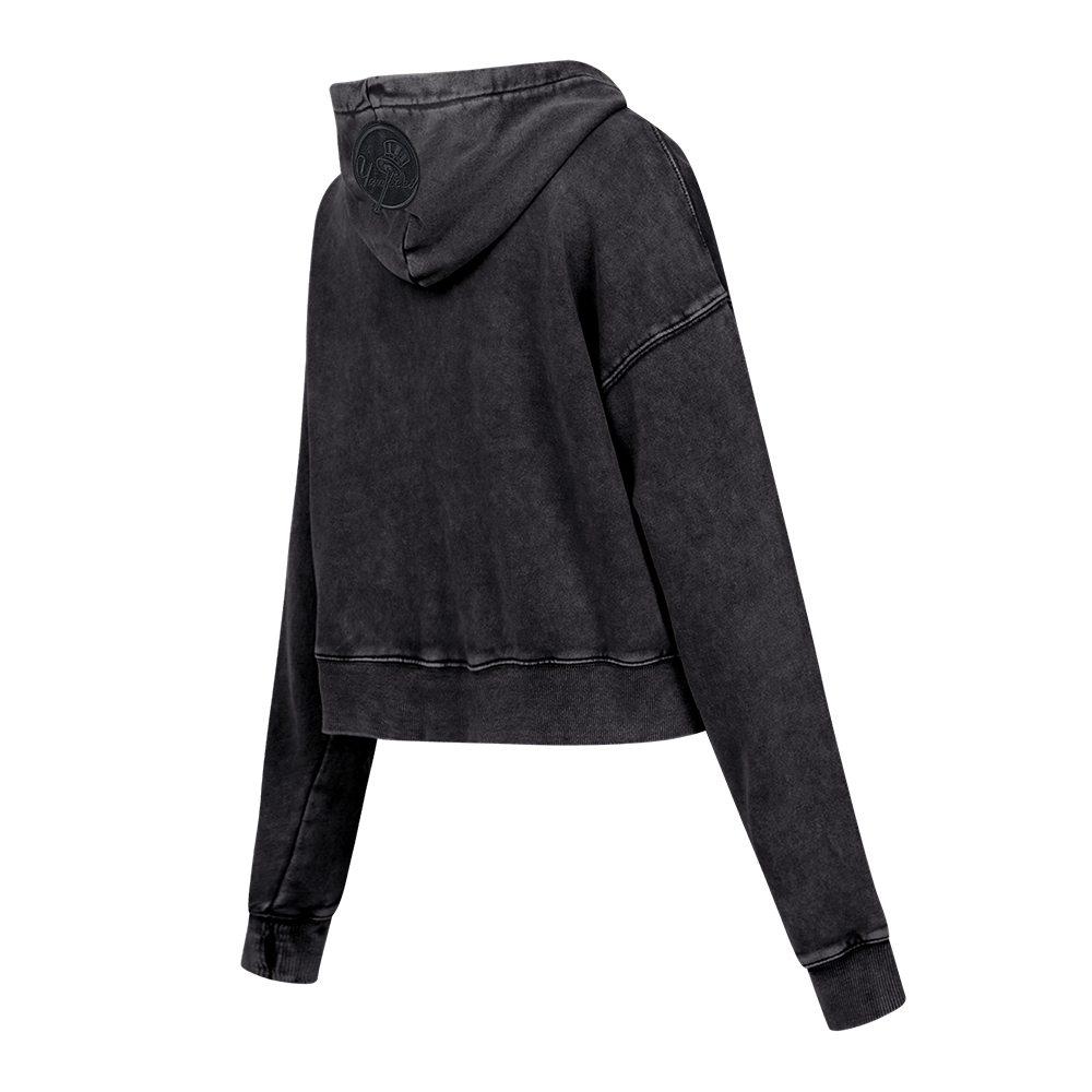 MLB NEW YORK YANKEES WASHED CLASSIC WOMEN'S CROPPED PULLOVER HOODIE (WASHED BLACK)
