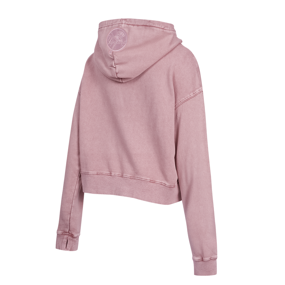 MLB NEW YORK YANKEES WASHED CLASSIC WOMEN'S CROPPED PULLOVER HOODIE (WASHED MAUVE)