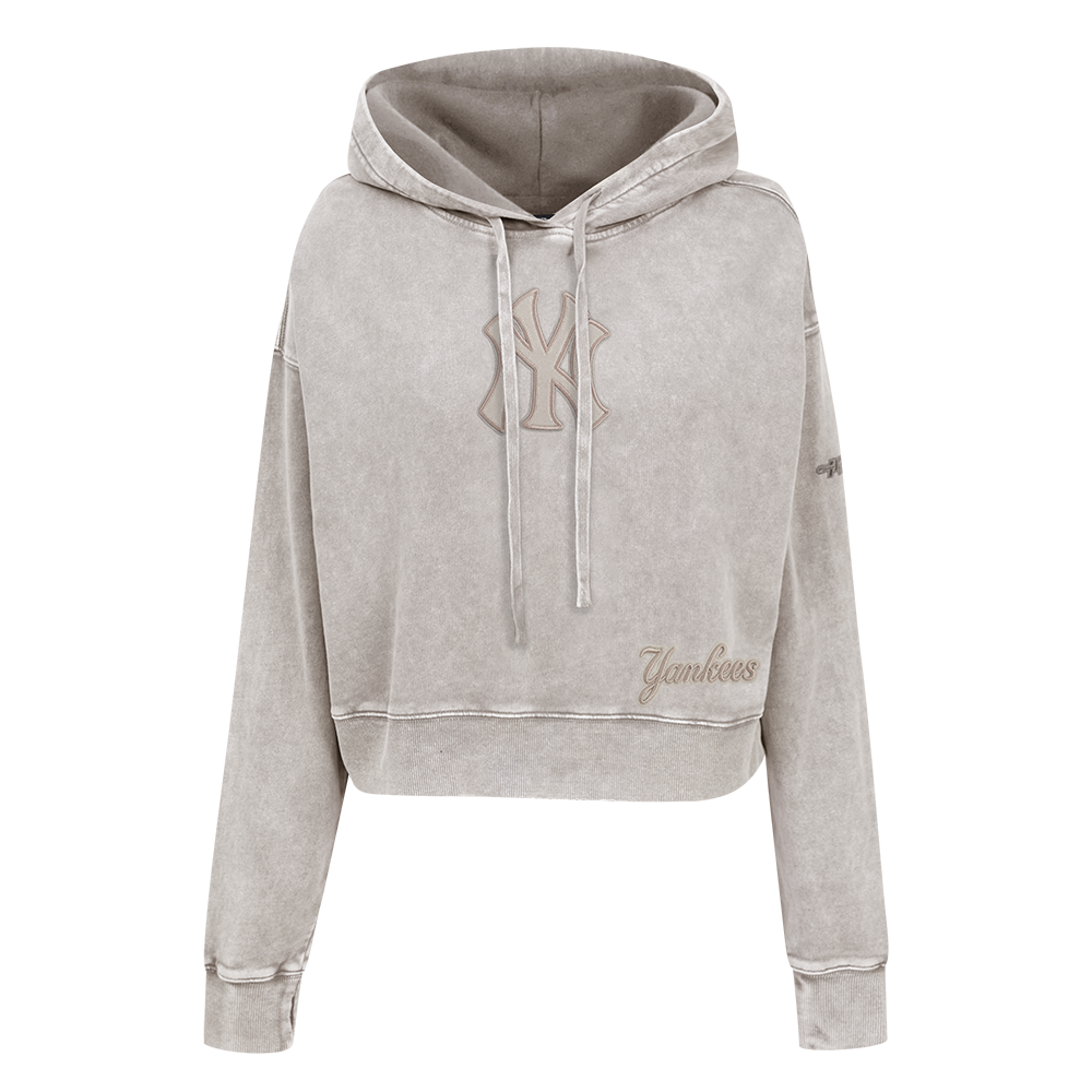 MLB NEW YORK YANKEES WASHED CLASSIC WOMEN'S CROPPED PULLOVER HOODIE (WASHED WARM SLATE)