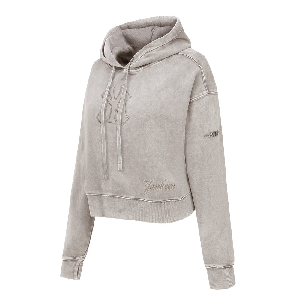 MLB NEW YORK YANKEES WASHED CLASSIC WOMEN'S CROPPED PULLOVER HOODIE (WASHED WARM SLATE)