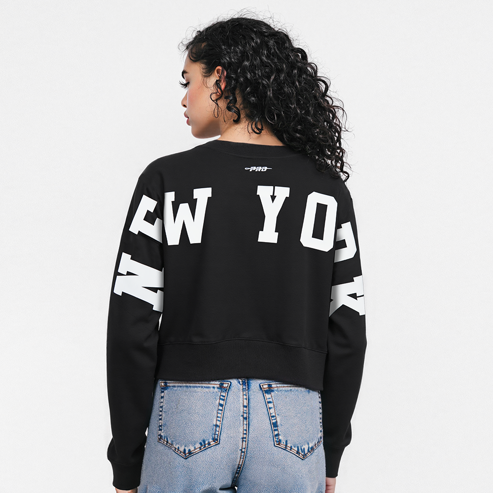 MLB NEW YORK YANKEES WINGSPAN WOMEN'S FLC CREWNECK (BLACK)
