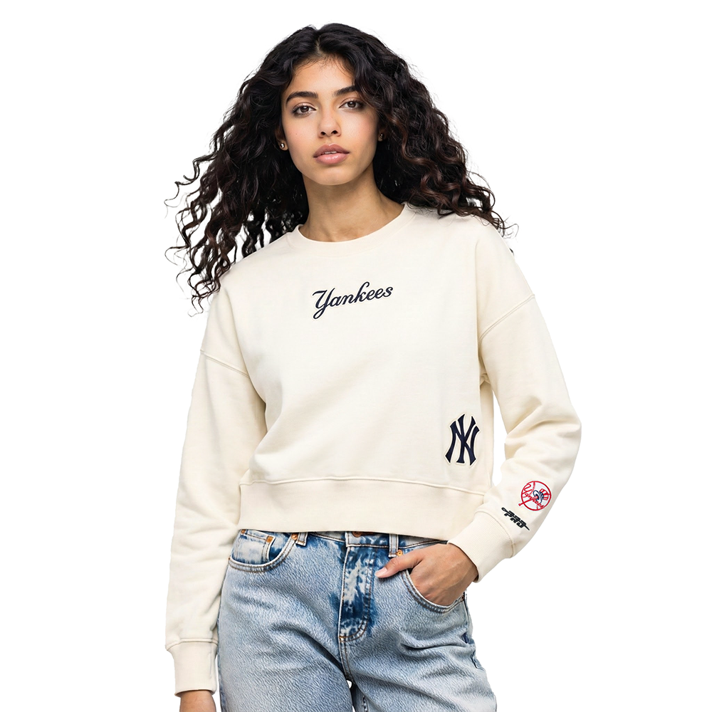 MLB NEW YORK YANKEES WINGSPAN WOMEN'S FLC CREWNECK (EGGSHELL)
