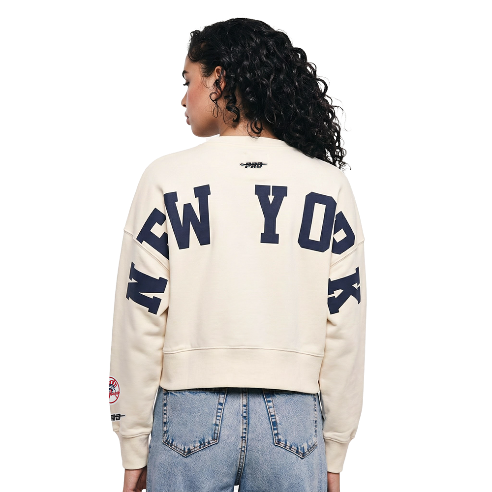 MLB NEW YORK YANKEES WINGSPAN CHANDAIL À COL ROND EN MOLLETON POUR FEMME (COQUILLE D'ŒUF)