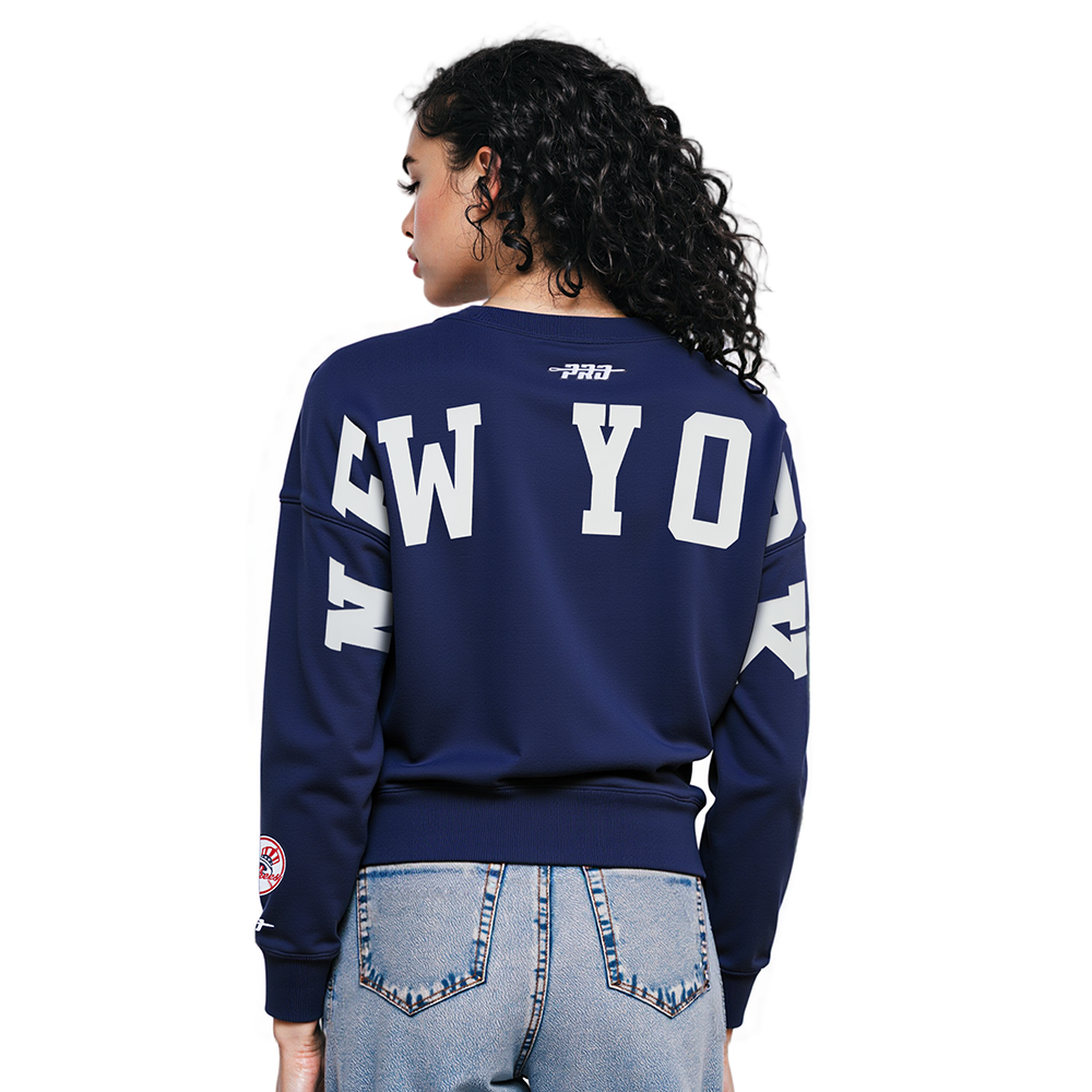 MLB NEW YORK YANKEES WINGSPAN WOMEN'S FLC CREWNECK (MIDNIGHT NAVY)