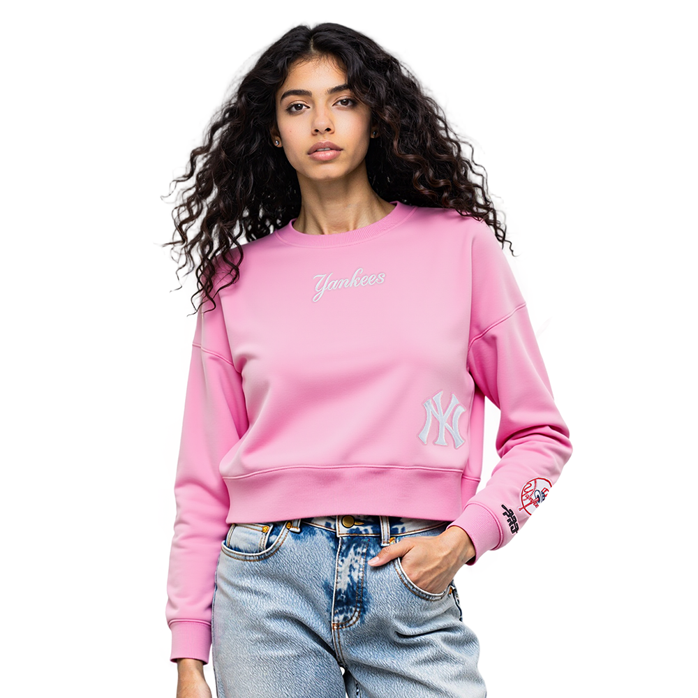 MLB NEW YORK YANKEES WINGSPAN WOMEN'S FLC CREWNECK (PINK)