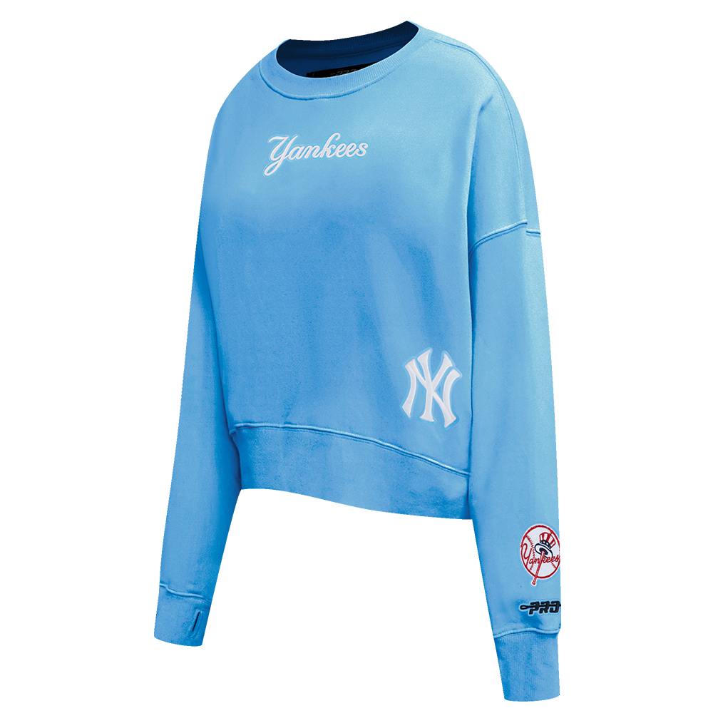 MLB NEW YORK YANKEES WINGSPAN CHANDAIL À COL ROND EN MOLLETON POUR FEMME (BLEU UNIVERSITÉ)