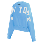 MLB NEW YORK YANKEES WINGSPAN CHANDAIL À COL ROND EN MOLLETON POUR FEMME (BLEU UNIVERSITÉ)
