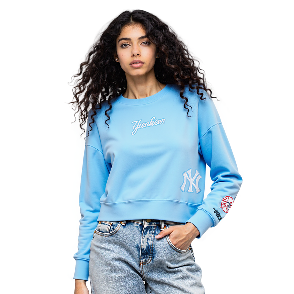 MLB NEW YORK YANKEES WINGSPAN WOMEN'S FLC CREWNECK (UNIVERSITY BLUE)