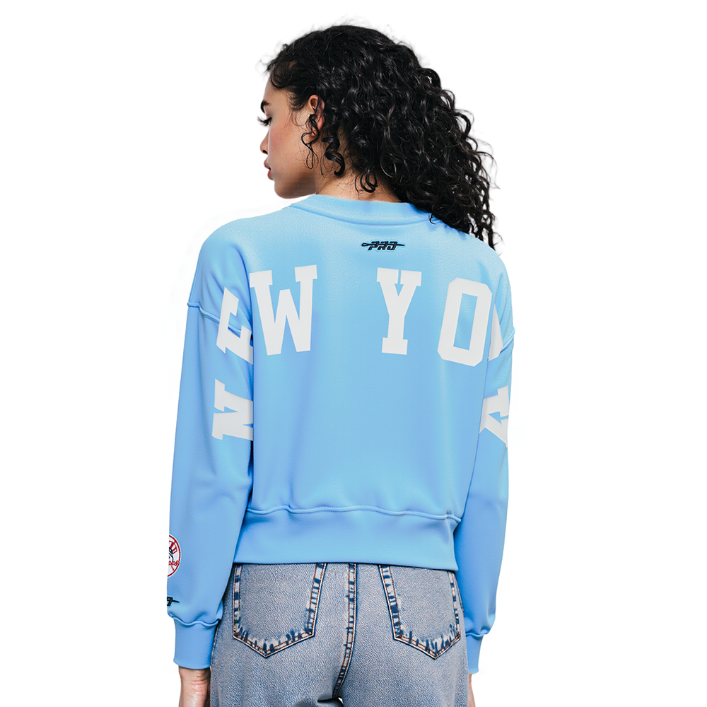 MLB NEW YORK YANKEES WINGSPAN CHANDAIL À COL ROND EN MOLLETON POUR FEMME (BLEU UNIVERSITÉ)