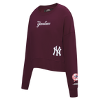MLB NEW YORK YANKEES WINGSPAN CHANDAIL À COL ROND EN MOLLETON POUR FEMME (LIE-DE-VIN)
