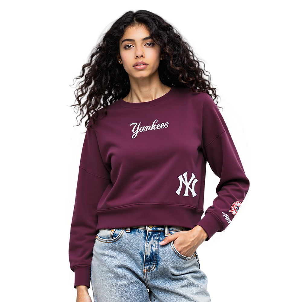 MLB NEW YORK YANKEES WINGSPAN WOMEN'S FLC CREWNECK (WINE)