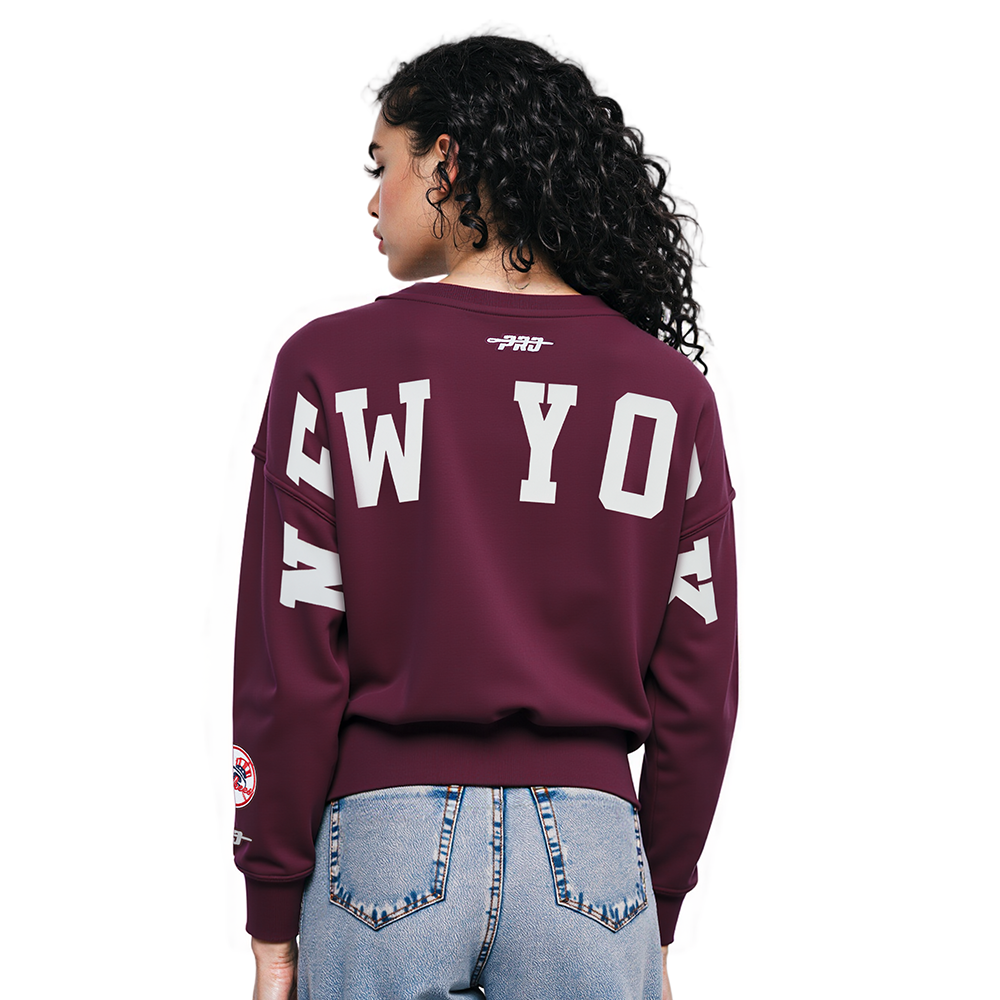 MLB NEW YORK YANKEES WINGSPAN CHANDAIL À COL ROND EN MOLLETON POUR FEMME (LIE-DE-VIN)