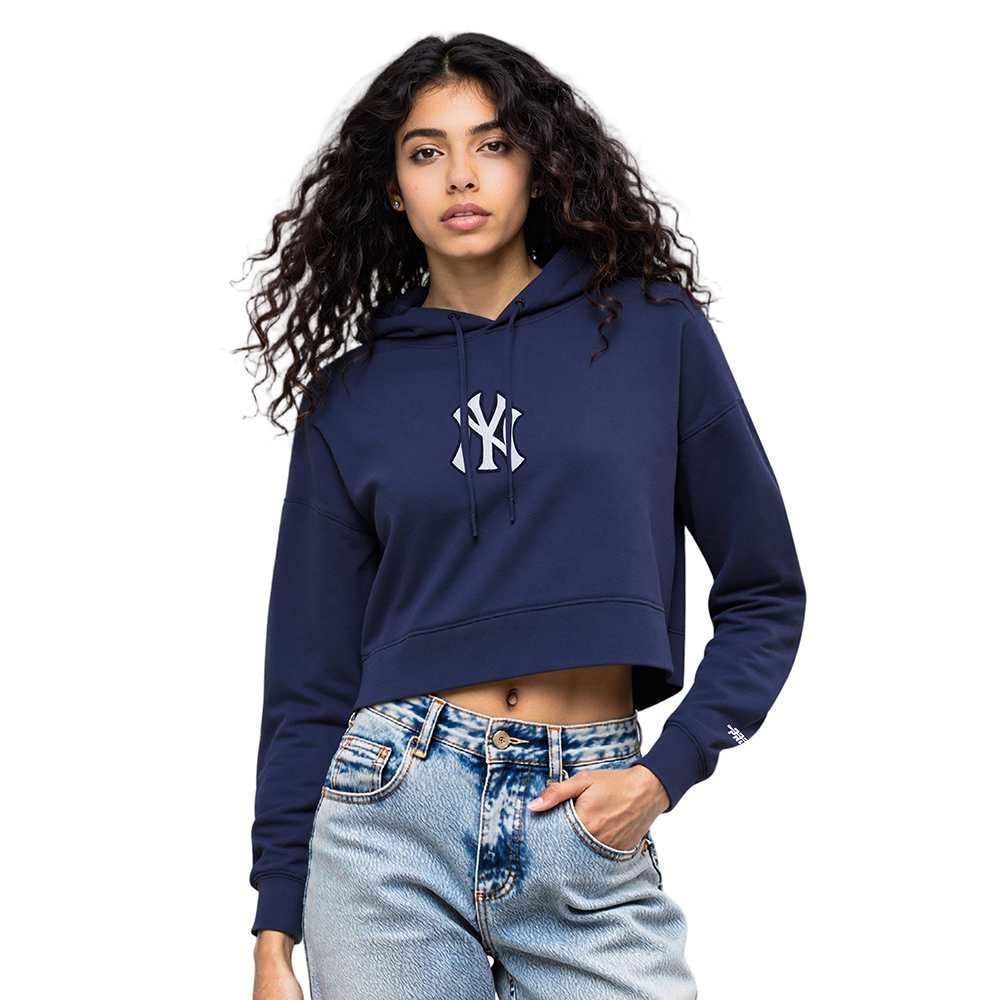 MLB NEW YORK YANKEES WINGSPAN CHANDAIL À CAPUCHON COURT EN MOLLETON POUR FEMME (MARINE MINUIT)