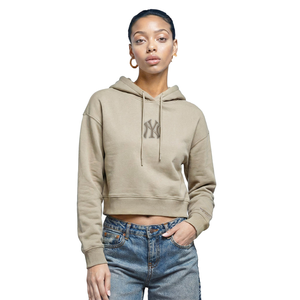 MLB NEW YORK YANKEES WINGSPAN CHANDAIL À CAPUCHON COURT EN MOLLETON POUR FEMME (TAUPE)