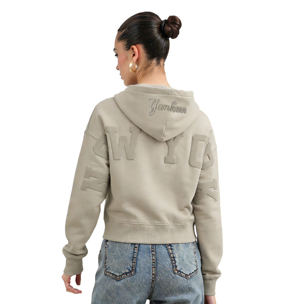 MLB NEW YORK YANKEES WINGSPAN CHANDAIL À CAPUCHON COURT EN MOLLETON POUR FEMME (TAUPE)