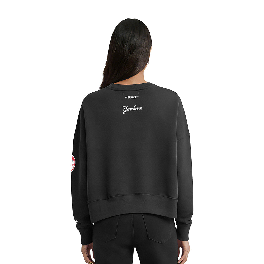 MLB NEW YORK YANKEES CLASSIC CHENILLE WOMEN'S FLC CREWNECK (BLACK)