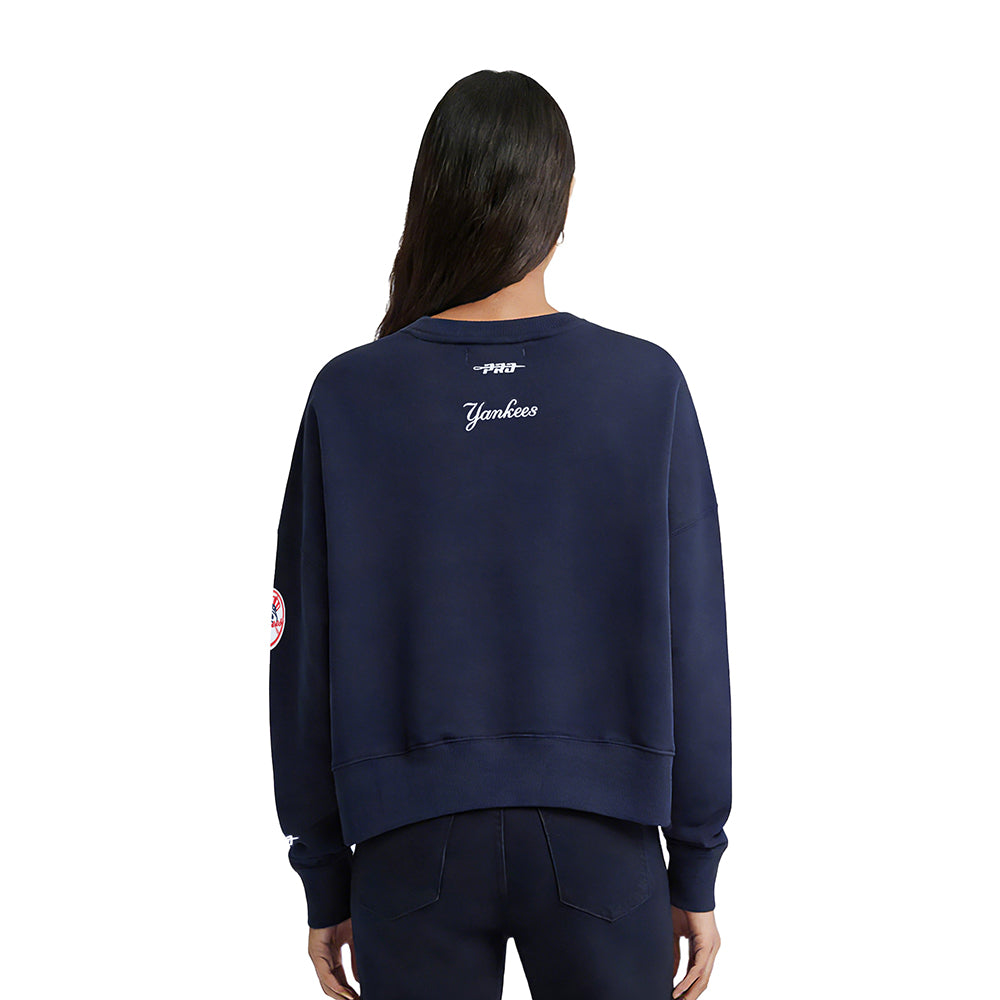 MLB NEW YORK YANKEES CLASSIC CHENILLE WOMEN'S FLC CREWNECK (MIDNIGHT NAVY)