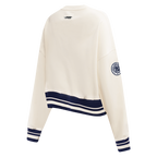 MLB NEW YORK YANKEES RETRO CLASSIC CHANDAIL À COL ROND EN MOLLETON CÔTELÉ POUR FEMME (COQUILLE D'ŒUF/MARINE MINUIT)