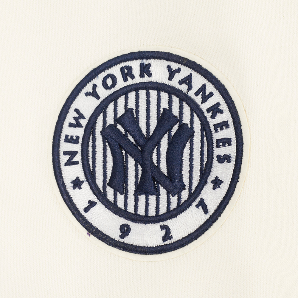 MLB NEW YORK YANKEES RETRO CLASSIC CHANDAIL À COL ROND EN MOLLETON CÔTELÉ POUR FEMME (COQUILLE D'ŒUF/MARINE MINUIT)