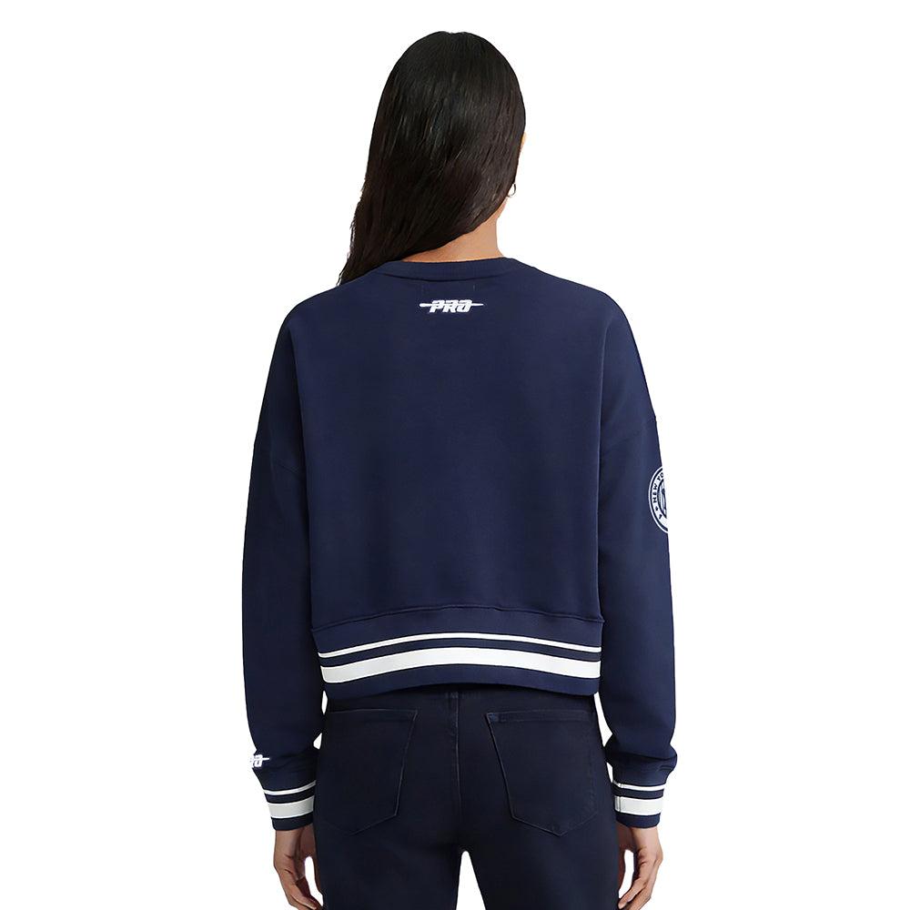 MLB NEW YORK YANKEES RETRO CLASSIC WOMEN'S RIB FLC CREWNECK (MIDNIGHT NAVY)