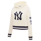 MLB NEW YORK YANKEES RETRO CLASSIC CHANDAIL À CAPUCHON COURT EN MOLLETON CÔTELÉ POUR FEMME (COQUILLE D'ŒUF/MARINE MINUIT)