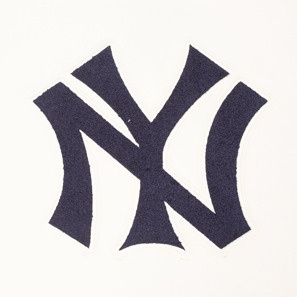 MLB NEW YORK YANKEES RETRO CLASSIC CHANDAIL À CAPUCHON COURT EN MOLLETON CÔTELÉ POUR FEMME (COQUILLE D'ŒUF/MARINE MINUIT)