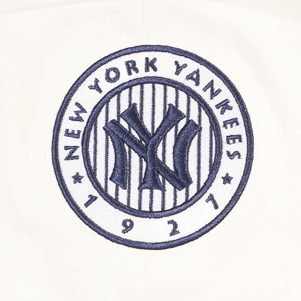 MLB NEW YORK YANKEES RETRO CLASSIC CHANDAIL À CAPUCHON COURT EN MOLLETON CÔTELÉ POUR FEMME (COQUILLE D'ŒUF/MARINE MINUIT)