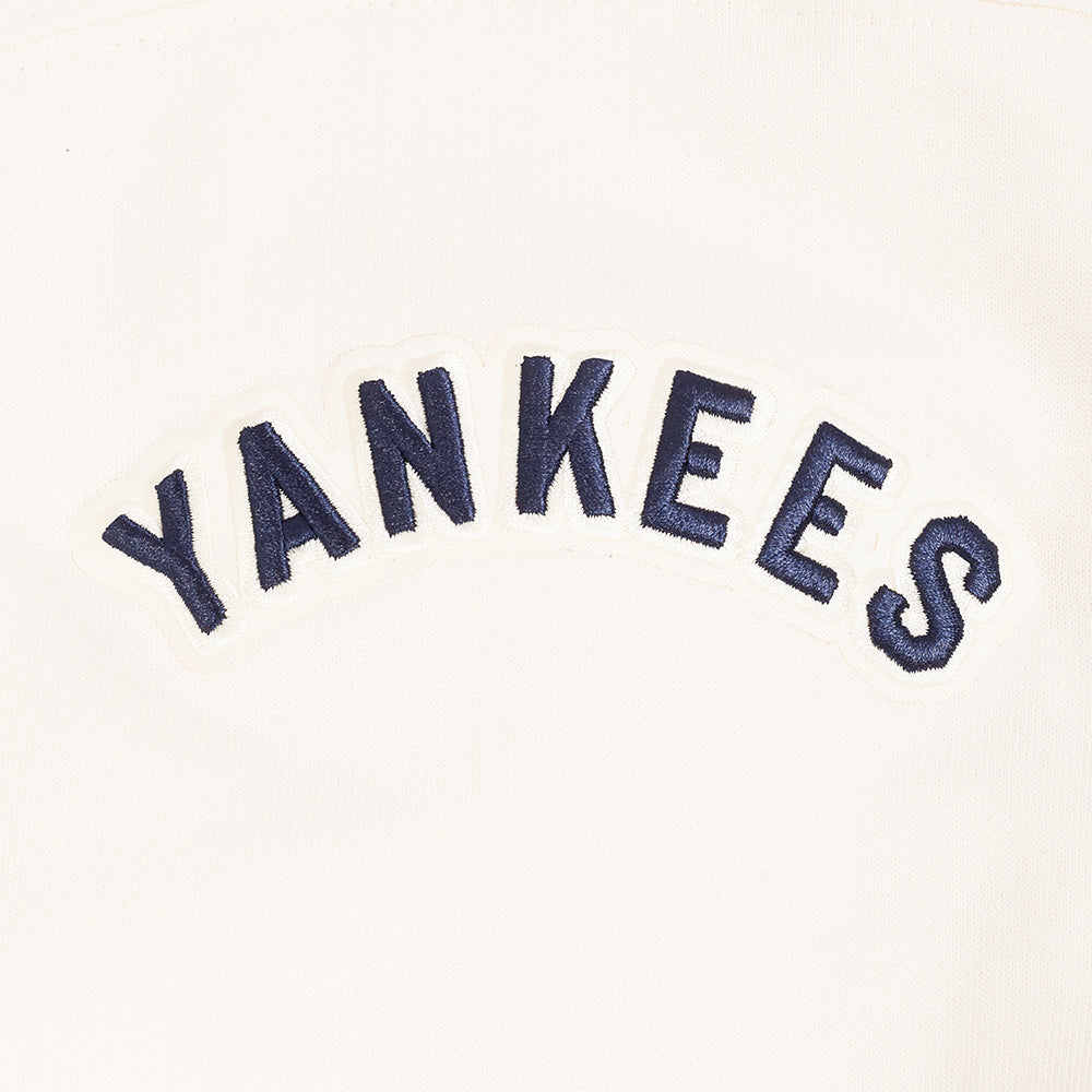 MLB NEW YORK YANKEES RETRO CLASSIC CHANDAIL À CAPUCHON COURT EN MOLLETON CÔTELÉ POUR FEMME (COQUILLE D'ŒUF/MARINE MINUIT)