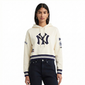 MLB NEW YORK YANKEES RETRO CLASSIC CHANDAIL À CAPUCHON COURT EN MOLLETON CÔTELÉ POUR FEMME (COQUILLE D'ŒUF/MARINE MINUIT)