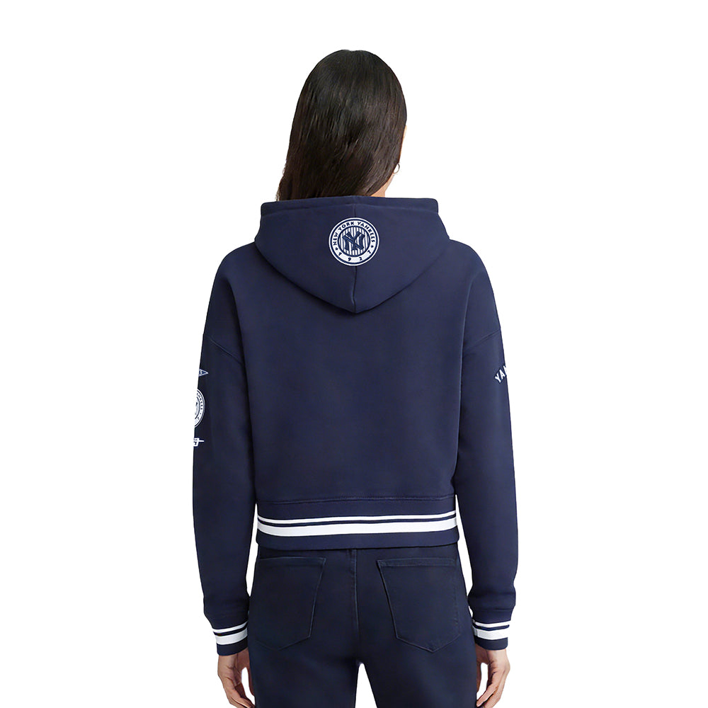 MLB NEW YORK YANKEES  RETRO CLASSIC WOMEN'S RIB FLC CROPPED PO HOODIE (MIDNIGHT NAVY)