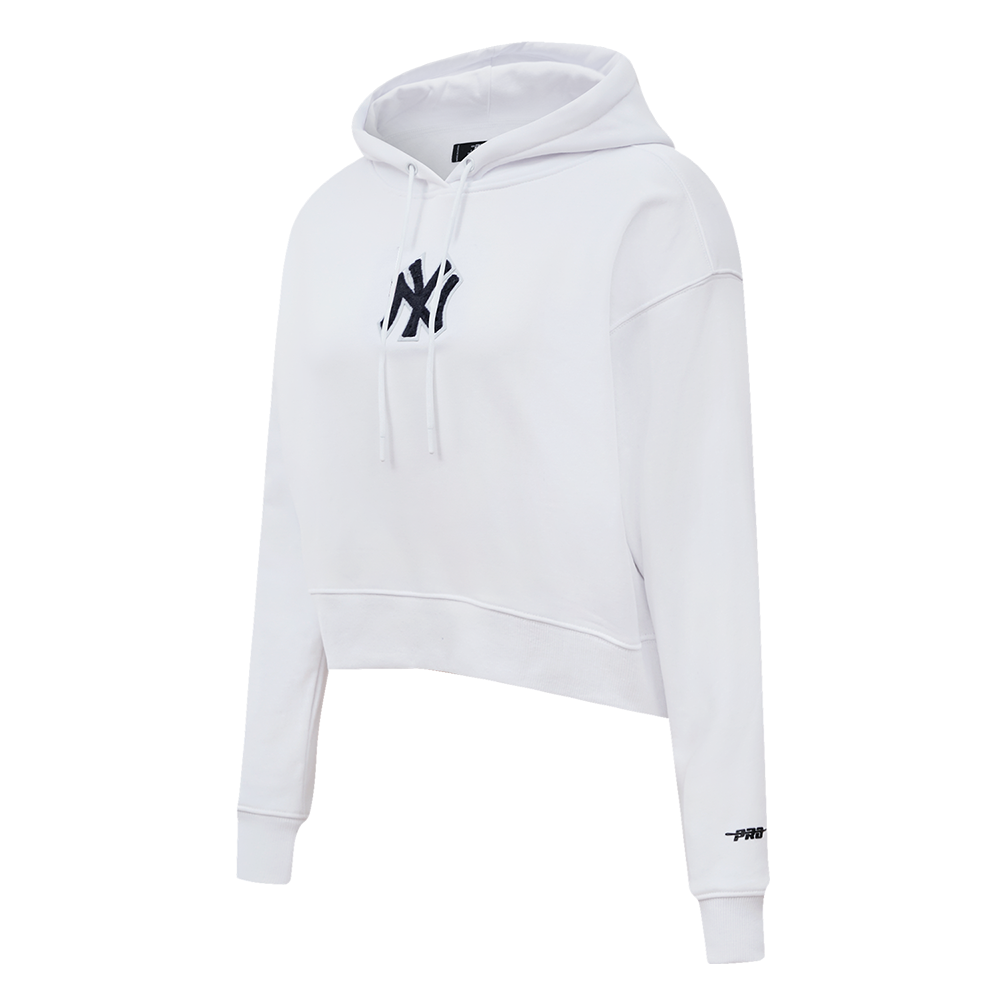 MLB NEW YORK YANKEES CLASSIC WOMEN'S CROPPED PULLOVER HOODIE (WHITE)