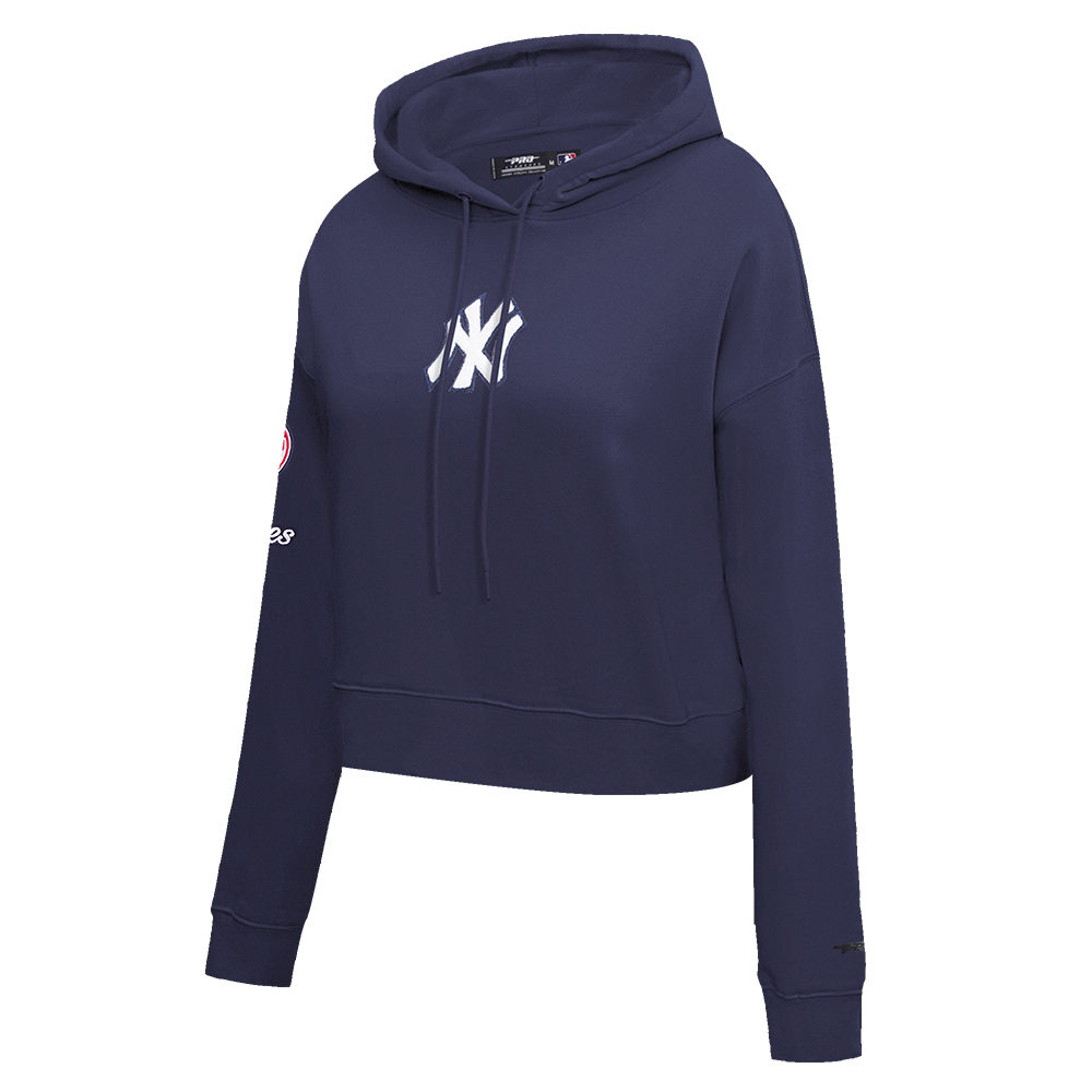 MLB NEW YORK YANKEES CLASSIC WOMEN'S CROPPED PULLOVER HOODIE (MIDNIGHT NAVY)