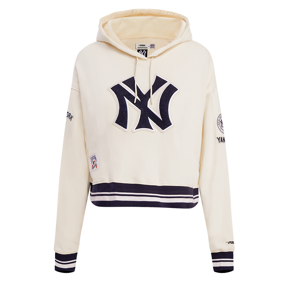 MLB NEW YORK YANKEES RETRO CLASSIC CHANDAIL À CAPUCHON COURT POUR FEMME (COQUILLE D'ŒUF/MARINE MINUIT)