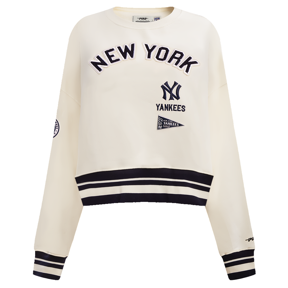 MLB NEW YORK YANKEES RETRO CLASSIC CHANDAIL À COL ROND POUR FEMME (COQUILLE D'ŒUF/MARINE MINUIT)