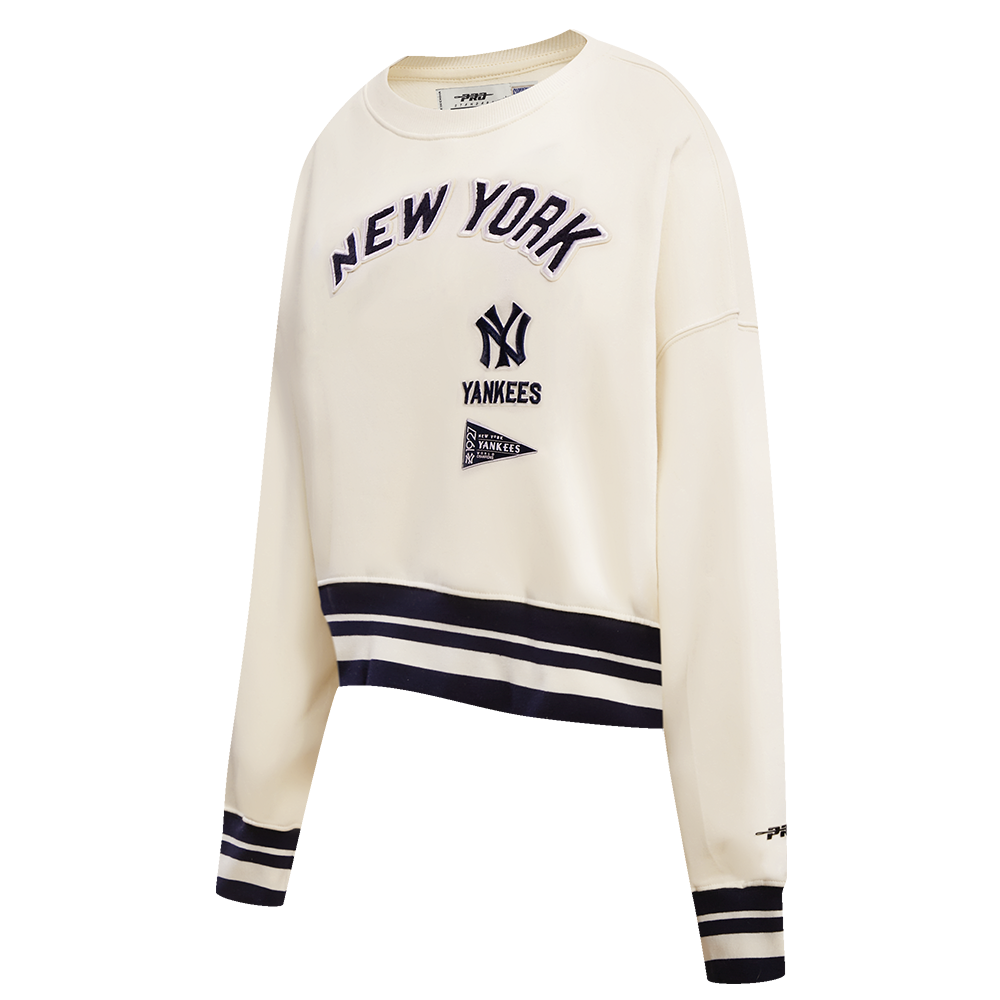 MLB NEW YORK YANKEES RETRO CLASSIC CHANDAIL À COL ROND POUR FEMME (COQUILLE D'ŒUF/MARINE MINUIT)