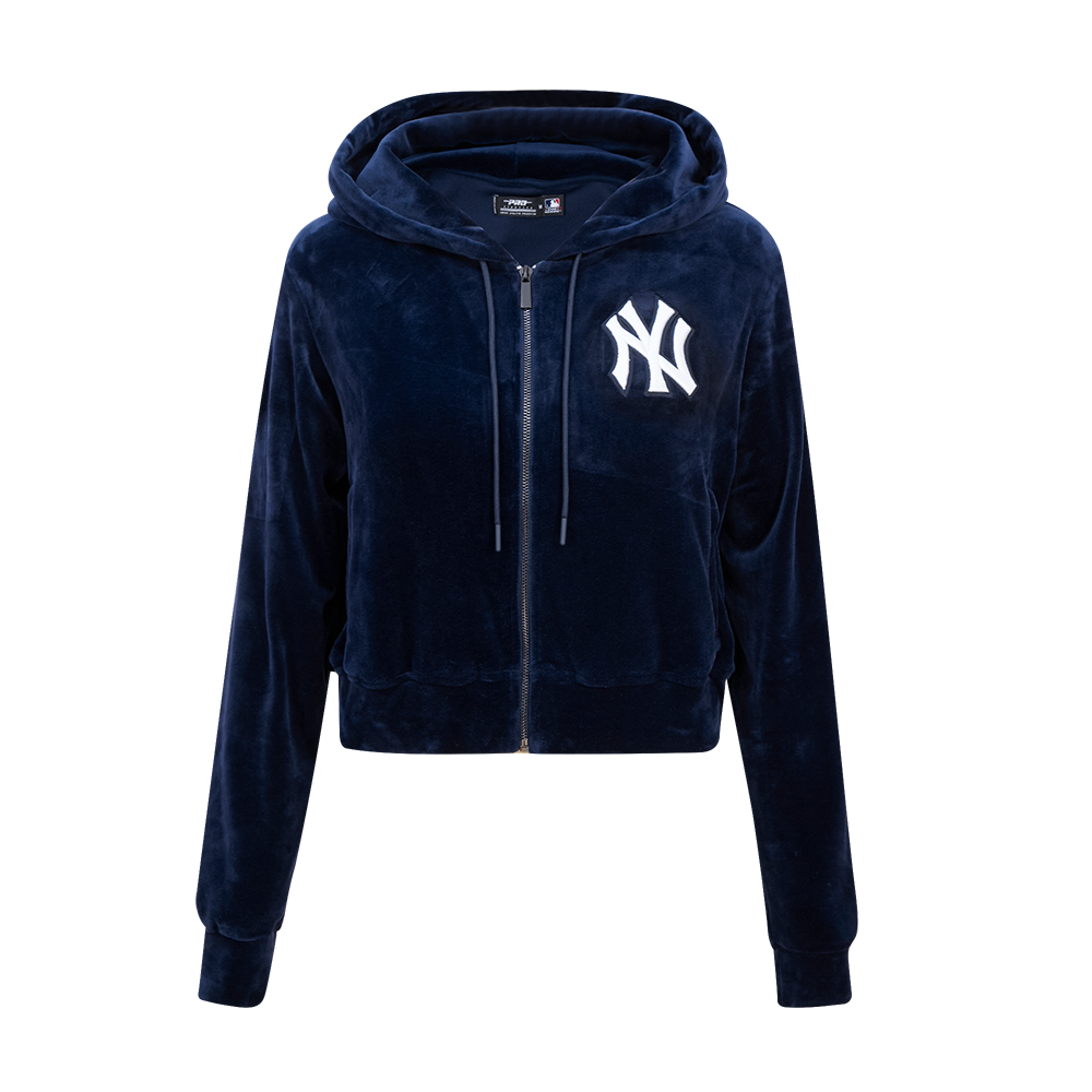 MLB NEW YORK YANKEES CLASSIC CHANDAIL À CAPUCHON EN VELOURS À GLISSIÈRE POUR FEMME (MARINE MINUIT)