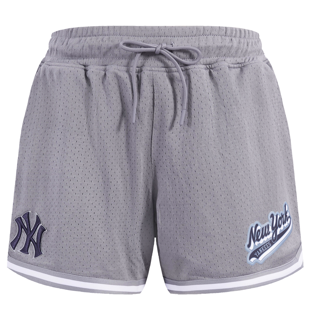 MLB NEW YORK YANKEES SCRIPT TAIL WOMEN'S MESH TAPE SHORT (GRAY)