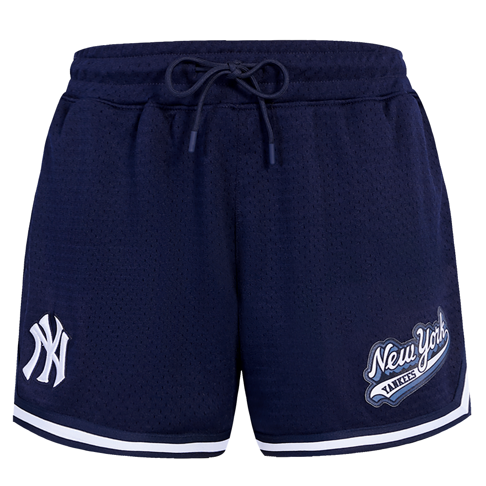 MLB NEW YORK YANKEES SCRIPT TAIL WOMEN'S MESH TAPE SHORT (MIDNIGHT NAVY)