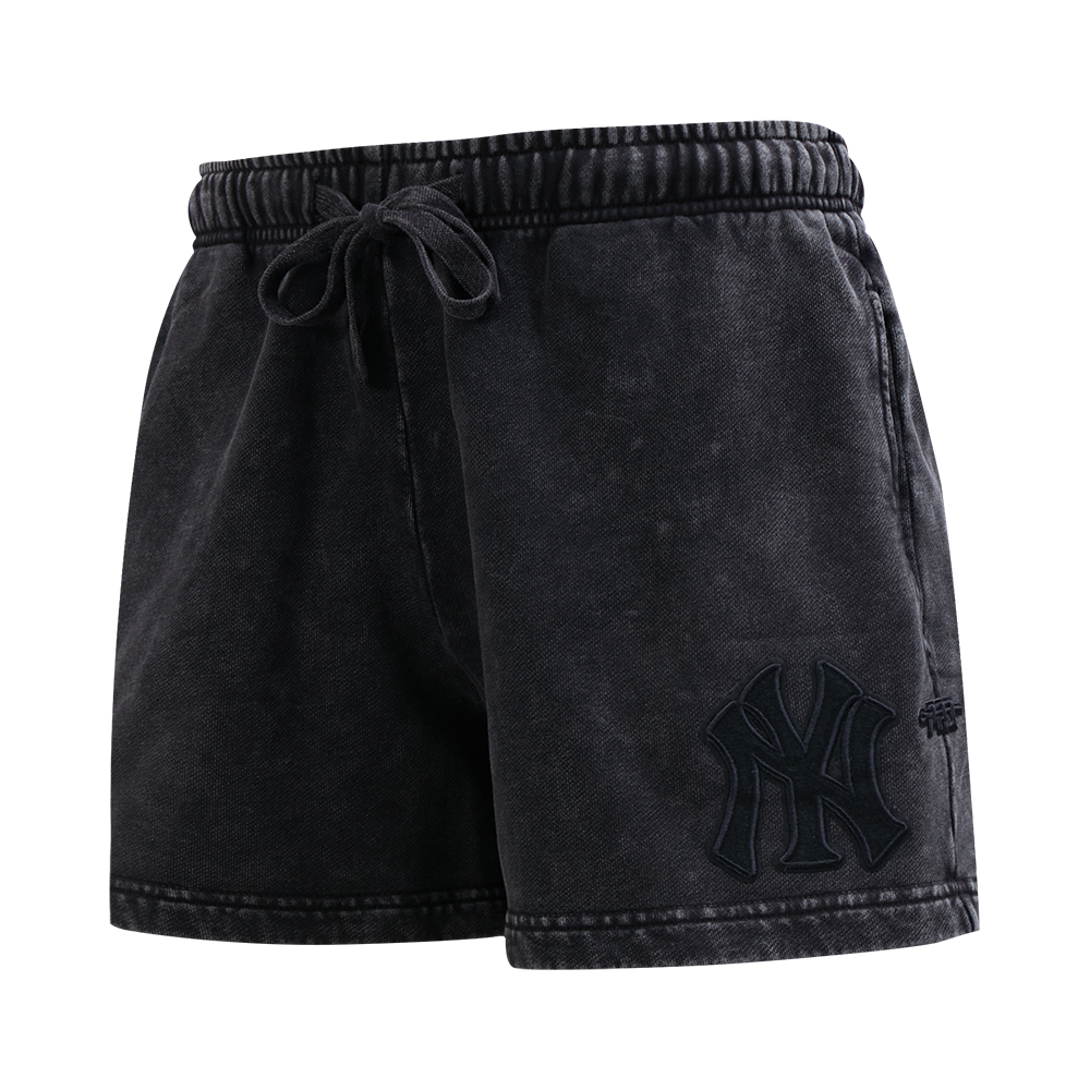 MLB NEW YORK YANKEES WASHED CLASSIC WOMEN'S ENZYME WASH FT SHORT (WASHED BLACK)