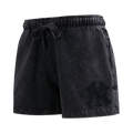 MLB NEW YORK YANKEES WASHED CLASSIC WOMEN'S ENZYME WASH FT SHORT (WASHED BLACK)