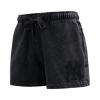 MLB NEW YORK YANKEES WASHED CLASSIC WOMEN'S ENZYME WASH FT SHORT (WASHED BLACK)