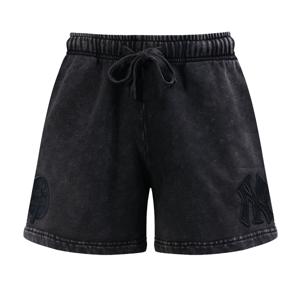 MLB NEW YORK YANKEES WASHED CLASSIC WOMEN'S ENZYME WASH FT SHORT (WASHED BLACK)