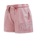 MLB NEW YORK YANKEES WASHED CLASSIC SHORT EN MOLLETON FRANÇAIS DÉLAVÉ À L'ENZYME POUR FEMME (MAUVE DÉLAVÉ)