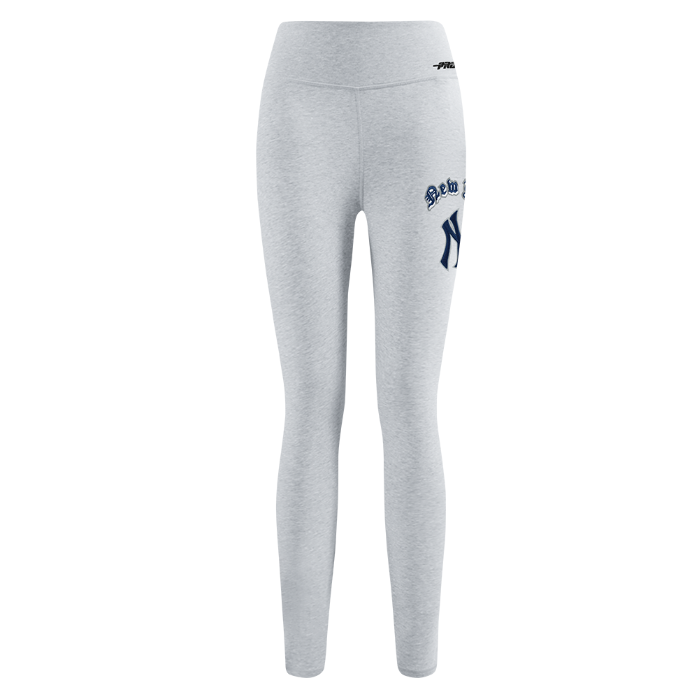 MLB NEW YORK YANKEES OLD ENGLISH WOMEN'S JERSEY LEGGING (HEATHER GREY)