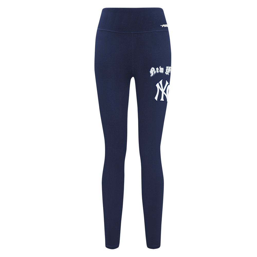 MLB NEW YORK YANKEES OLD ENGLISH WOMEN'S HIGH WAIST JERSEY LEGGING (MIDNIGHT NAVY)